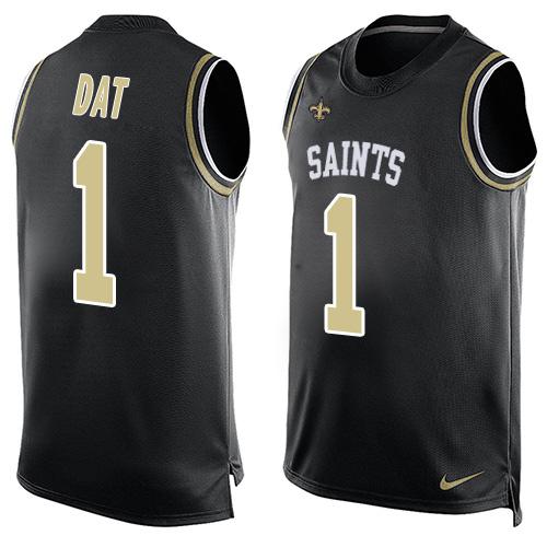 Nike Saints #1 Who Dat Black Team Color Men's Stitched NFL Limited Tank Top Jersey - Click Image to Close
